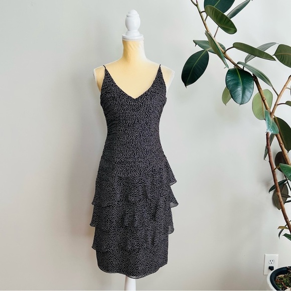 Kay Unger silk sleeveless polka dot ruffled hem dress - Picture 1 of 7